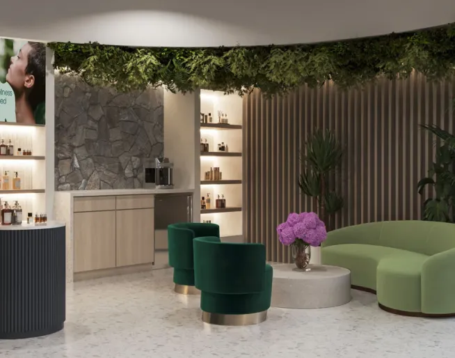 A render of Eden Health Club lobby